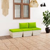 Decoways - 3-delige Loungeset met kussens pallet vurenhout