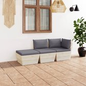 Decoways - 3-delige Loungeset met kussens pallet vurenhout