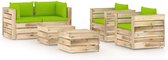 Decoways - 6-delige Loungeset met kussens groen geïmpregneerd hout