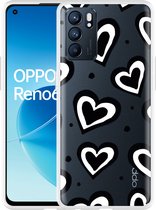 Oppo Reno6 5G Hoesje Watercolor Hearts - Designed by Cazy