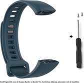 Donker Blauw siliconen bandje geschikt voor de Huawei Band 2 en Huawei Band 2 Pro – Maat: zie maatfoto - horlogeband - polsband - strap - siliconen - rubber