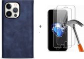GSMNed – Hoogwaardig Hoesje iPhone 12 Pro Max Blauw – Luxe Leren Pu Hoesje – 7 pasjes houder – Design – Met magnetische portemonnee – Met Screenprotector