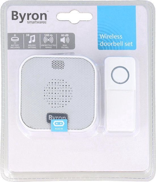 Vruchtbaar vermijden Bakkerij Byron Wireless Doorbell Set Wit - Werkt op batterij - Draadloos - | bol.com