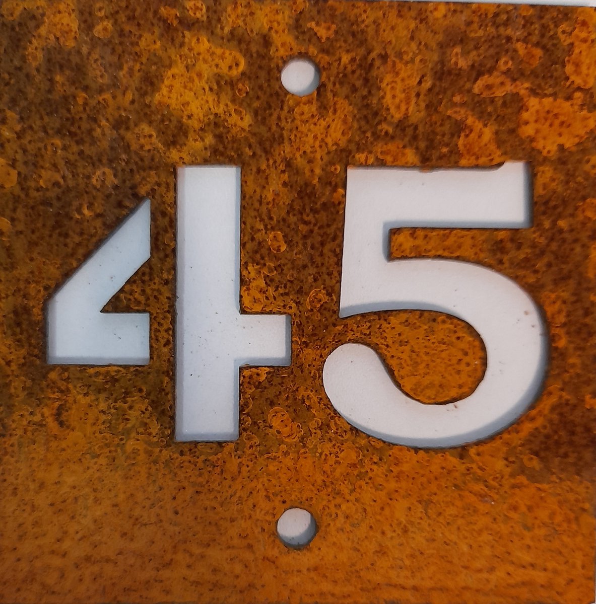 Cortenstaal huisnummerbord 45 (10x10cm)