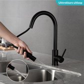 Croom Sanitair - Zwarte Keukenkraan - Uittrekbare uitloop - Wasteltafelkraan
