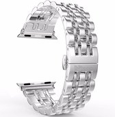 DrPhone 7-Kralen - Horlogeband RVS - Roestvrij Stalen Armband - Geschikt voor iOS SmartWatch 42mm / 44mm / 44mm - Zilver/Zilver