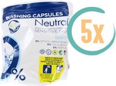 5x Neutral Wascapsules Wit - 22 wasbeurten - Neutral Sensitive Wascapsules
