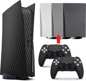 Console + Controllers Stickers | Geschikt voor PS5 - Playstation 5 | Carbon | Zilver