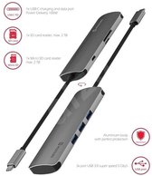 Swissten USB-C HUB 6-IN-1 (USB-C PD, 3x USB 3.0, SD, MICRO SD) Aluminium