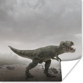 Poster Dinosaurus - Zand - Wolken - 75x75 cm