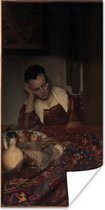 Poster Slapend meisje - Johannes Vermeer - 75x150 cm
