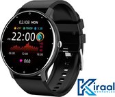 Kiraal Fit 5 - Smartwatch dames - Smartwatch Heren - Stappenteller - Full Screen - Fitness Tracker - Activity Tracker - Smartwatch Android & IOS - Zwart