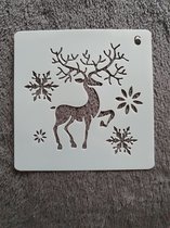 Rendier met sneeuwvlokken, stencil, kaarten maken, scrapbooking, 13 x 13 cm