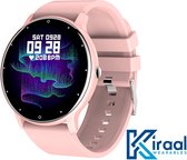 Kiraal Fit 5 - Smartwatch dames - Smartwatch Heren - Stappenteller - Full Screen - Fitness Tracker - Activity Tracker - Smartwatch Android & IOS - Roze