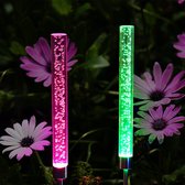 Ellanora® Tuin verlichting - Buitenlamp - 2 stuks - Bubble lamp - Regenboog kleur - Veranderende kleuren - Zonne energie - Verlichting voor in de tuin -  Tuin decoratie - Kersttuin