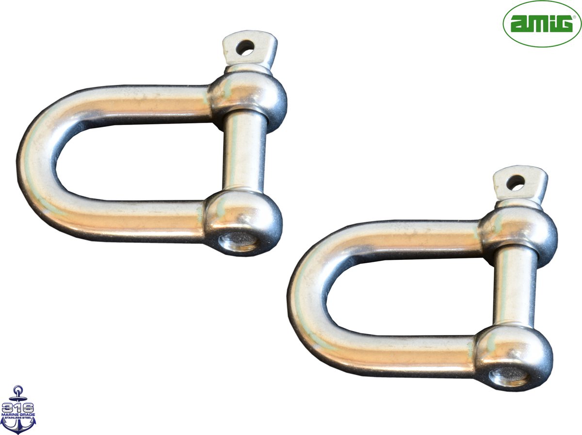 AMIG – D Sluiting 12mm M12 – 2 stuks – RVS 316 – Zeewater en Zuur Bestendig - Harpsluiting