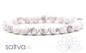 Sattva | Howliet 8mm mala edelsteen armband in kado zakje Howlite