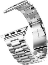TrendyGoodz Luxe Metalen SmartWatch bandje geschikt Voor Watch 42/44 mm - Geschikt Voor iWatch - Schakel Polsband - Stainless Steel Watch Band - Zilver