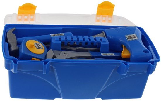 Vanplay Gereedschapskoffer kindergereedschap met gereedschapskist, elektrisch speelgoed, boormachine, gereedschapsriem, kinderspeelgoed vanaf 3, 4, 5, 6, 7 jaar, jongens meisjes kinderen (52 stuks