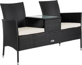 Casa Tuinzetel/ Love Bench met box/ tafel met Zitkussens 143x64x87cm - Zwart