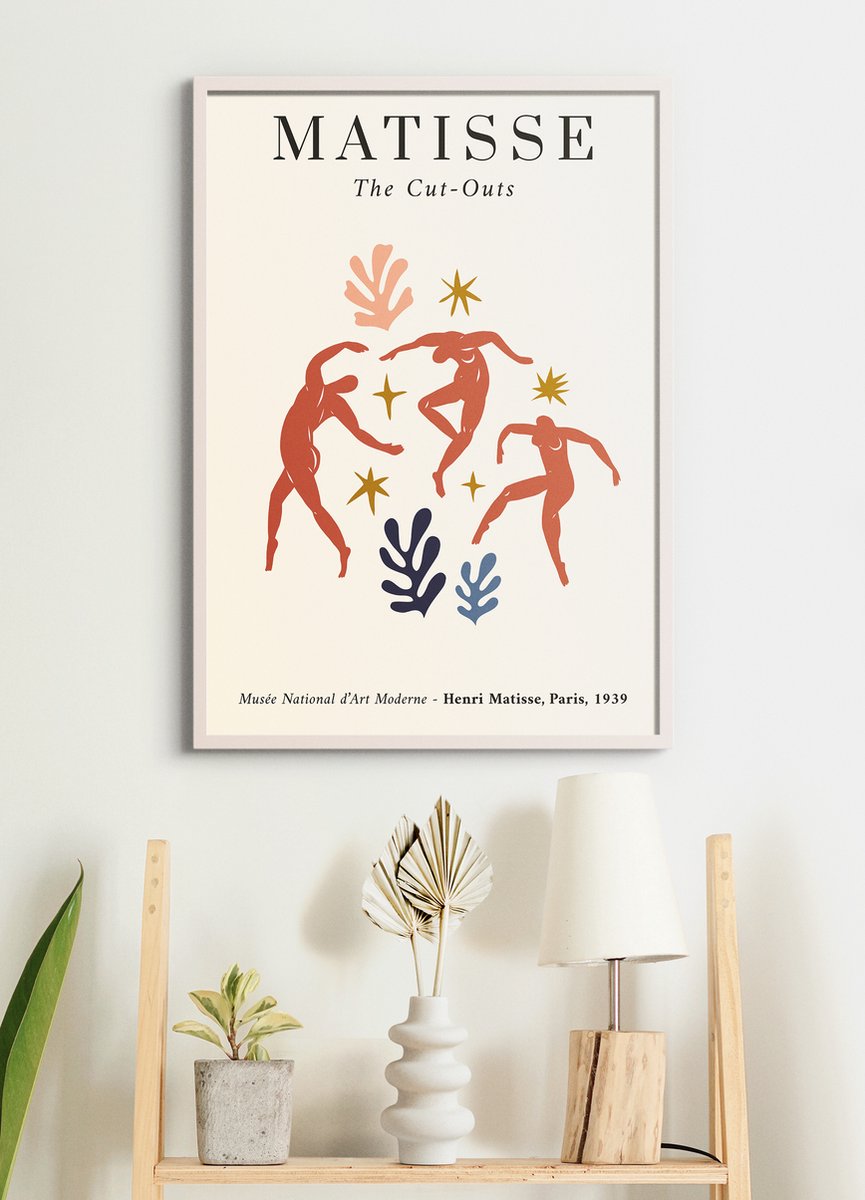 Esque Poster In Witte Lijst - Henri Matisse - 'The Dance' - Abstracte Kunst Print - Cut Outs - 70x50 cm - Collage