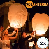 2 witte wensballonnen vliegende papieren lantaarns ufo ballon zweeflantaarn wens ballon wensballon: VOLANTERNA®