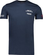 In Gold We Trust T-shirt Blauw Getailleerd - Maat XL - Mannen - Never out of stock Collectie - Katoen