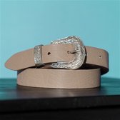 LEATHER BUCKLE BELT TAUPE 85 CM
