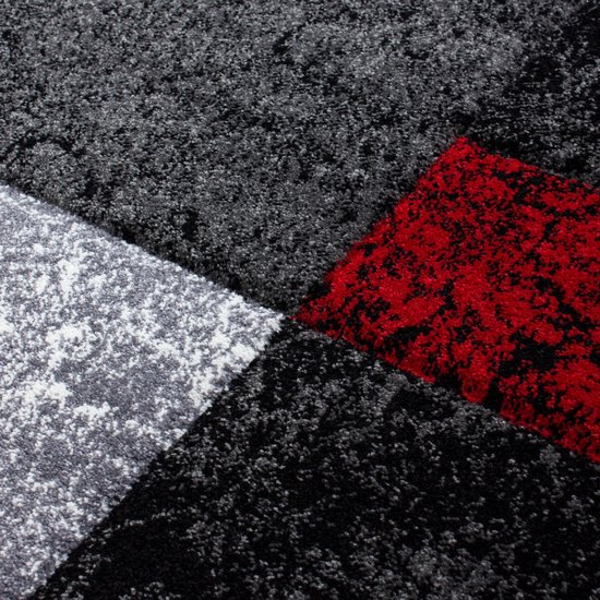 Tapis Hawaii Noir / Rouge Low Pole - 200x290 CM