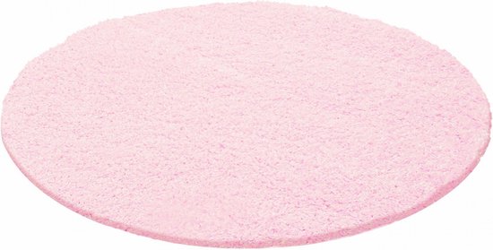 Tapijtenloods Basic Rond Shaggy vloerkleed Roze Hoogpolig- 200 CM ROND