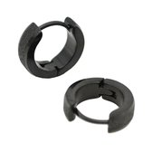 Fako Bijoux® - Oorbellen - Oorringen - Stainless Steel - Glitter - 13mm - Zwart