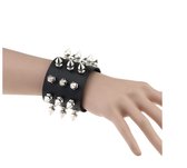 Cabantis Punk Armband - Gothic Spike Armband  - Bracelet met Ring&Studs - PU Leer - Unisex - Armband Zwart