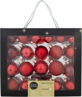 42 x Oneiro's Luxury Rode kerstballen – ø6 cm x 10 stuks - ø5 cm x 20 stuks - ø4 cm x 12 stuks- kerstbal - luxe verpakking – kerstcollectie – kerstdecoratie – kerstboomhanger – ker