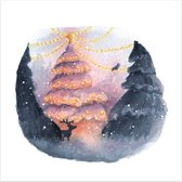 Kerstkaarten | Set van 4 | Kerstboom met hert | Illu-Straver