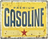 2D vintage metalen bord "Premium Gasoline" 20x25cm