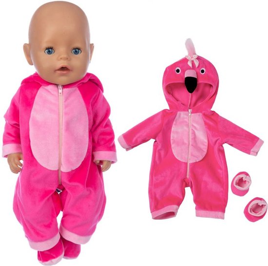 Dolldreams | Poppenkleding - Roze dieren Flamingo pakje voor pop tot 43CM  geschikt... | bol.com
