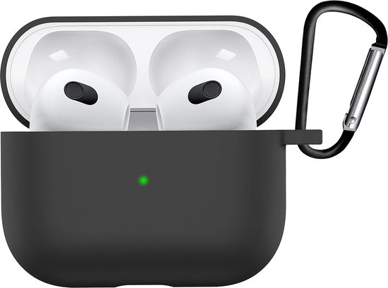 Case Geschikt voor AirPods 3 Hoesje Siliconen Hoes Cover - Hoes Geschikt voor Apple AirPods 3 Case Siliconen - Zwart