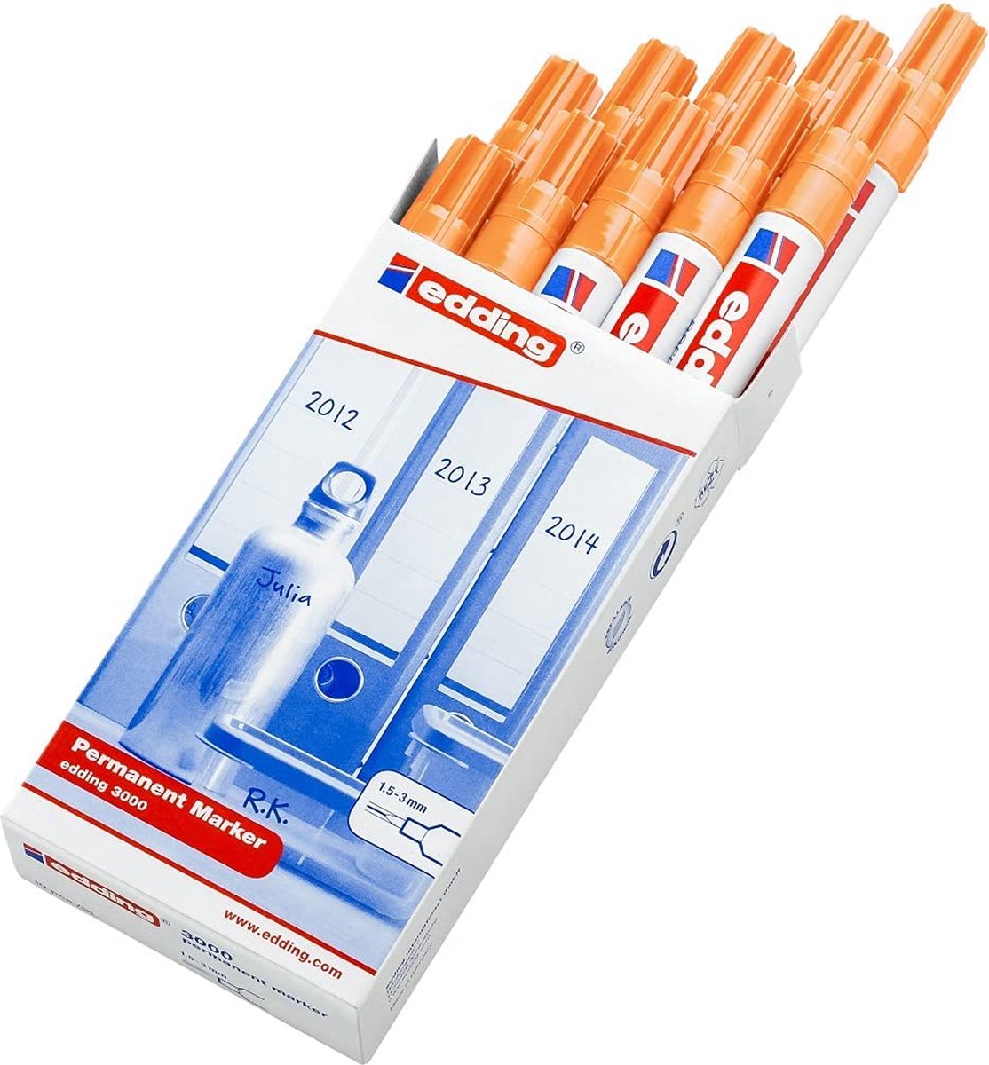 Viltstift edding 3000 rond 1.5-3mm lichtoranje | 10 stuks