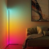 LED Vloerlamp - Moderne Hoeklamp - Smart Slimme WiFi LED - Besty Floran - RGB - Dimbaar - Afstandsbediening - Mat Zwart