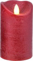 Lumineo LED kaars wax met vlam effect Ø7,5x13cm rood