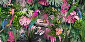 Glasschilderij - Kleurrijke papegaai - 160x80 cm - Wanddecoratie