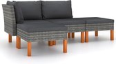 Decoways - 4-delige Loungeset met kussens poly rattan grijs