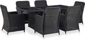 Decoways - 7-delige Tuinset poly rattan zwart