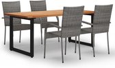 Decoways - 5-delige Tuinset poly rattan grijs