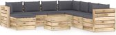 Decoways - 9-delige Loungeset met kussens groen geïmpregneerd hout