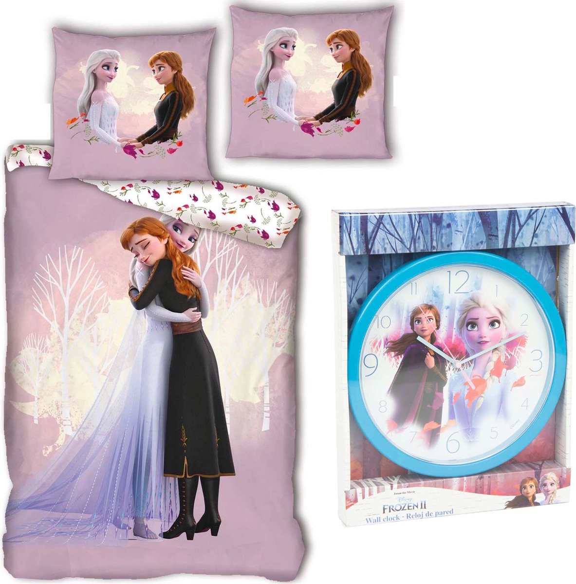 Disney Frozen Dekbedovertrek Elsa - Eenpersoons - 140 x 200 cm - Katoen , incl. wandklok Frozen.