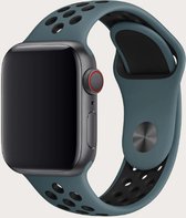 Siliconen Apple Watch Sportbandje met gaatjes - Groen/Zwart - 38/40/41 mm - Series 1 2 3 4 5 6 SE 7 - Geschikt voor Apple Watch