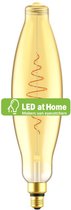 LEDatHOME - LED XL lamp uitpuilende tubolar BT120 gouden croissantlijn met spiraalvormige gloeidraad 8.5W E27 dimbaar 2000K