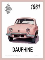 metalen wandplaat Renault Dauphine affiche 15x21 cm