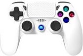 Witte draadloze controller met koptelefoonaansluiting en verlichte knoppen voor PS4